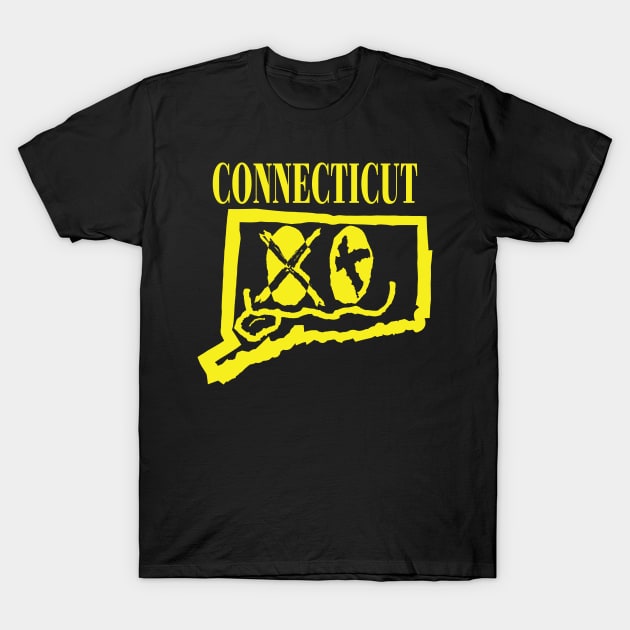 Connecticut Grunge Smiling Face Black Background T-Shirt by pelagio